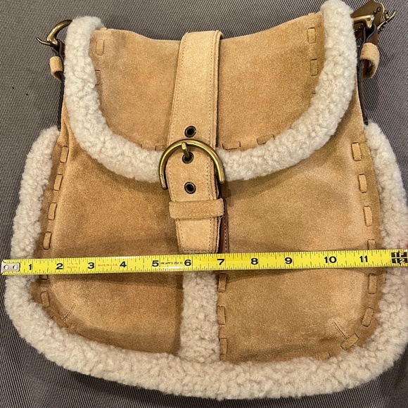 Coach Suede w/Sherpa Trim Saddlebag Style Purse - Picture 8 of 15
